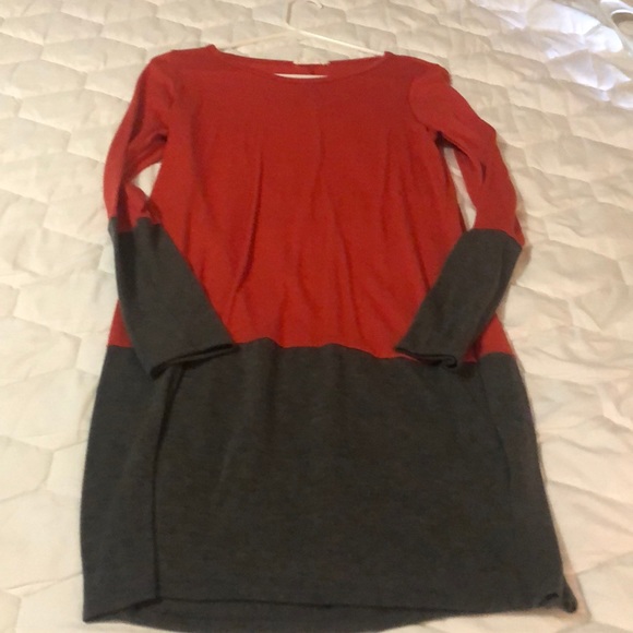 Orange and gray, long sleeved dress, medium - Picture 1 of 1